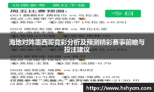 海地对阵墨西哥竞彩分析及预测精彩赛事前瞻与投注建议